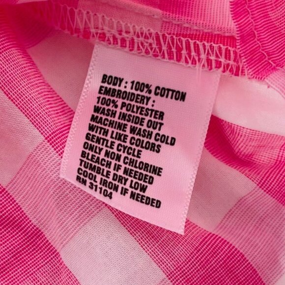 Crown & Ivy Medium Pink Gingham Button-Down Shirt Tunic Embroidered Flamingos - Picture 3 of 5